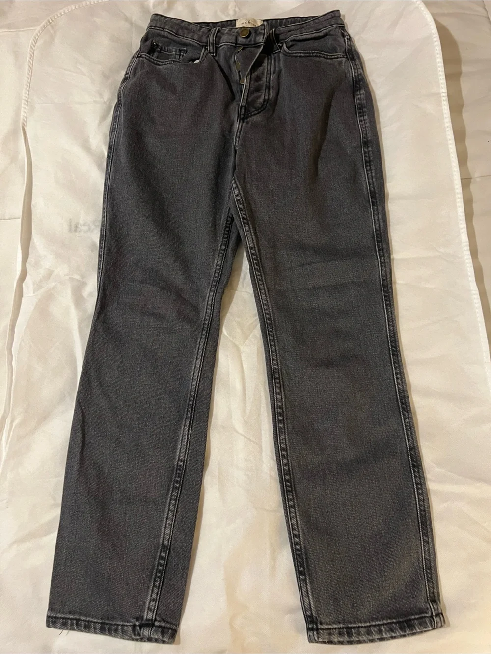 Sezane womens jeans slim parfait straight leg middle gray eu 36 or 4 high rise